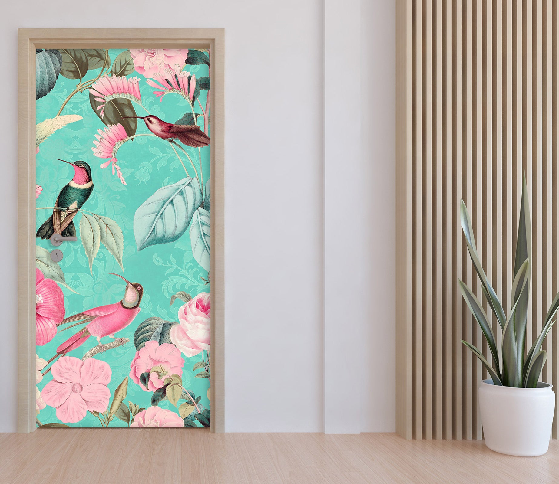 3D Flowers Leaves Bird 118136 Andrea Haase Door Mural