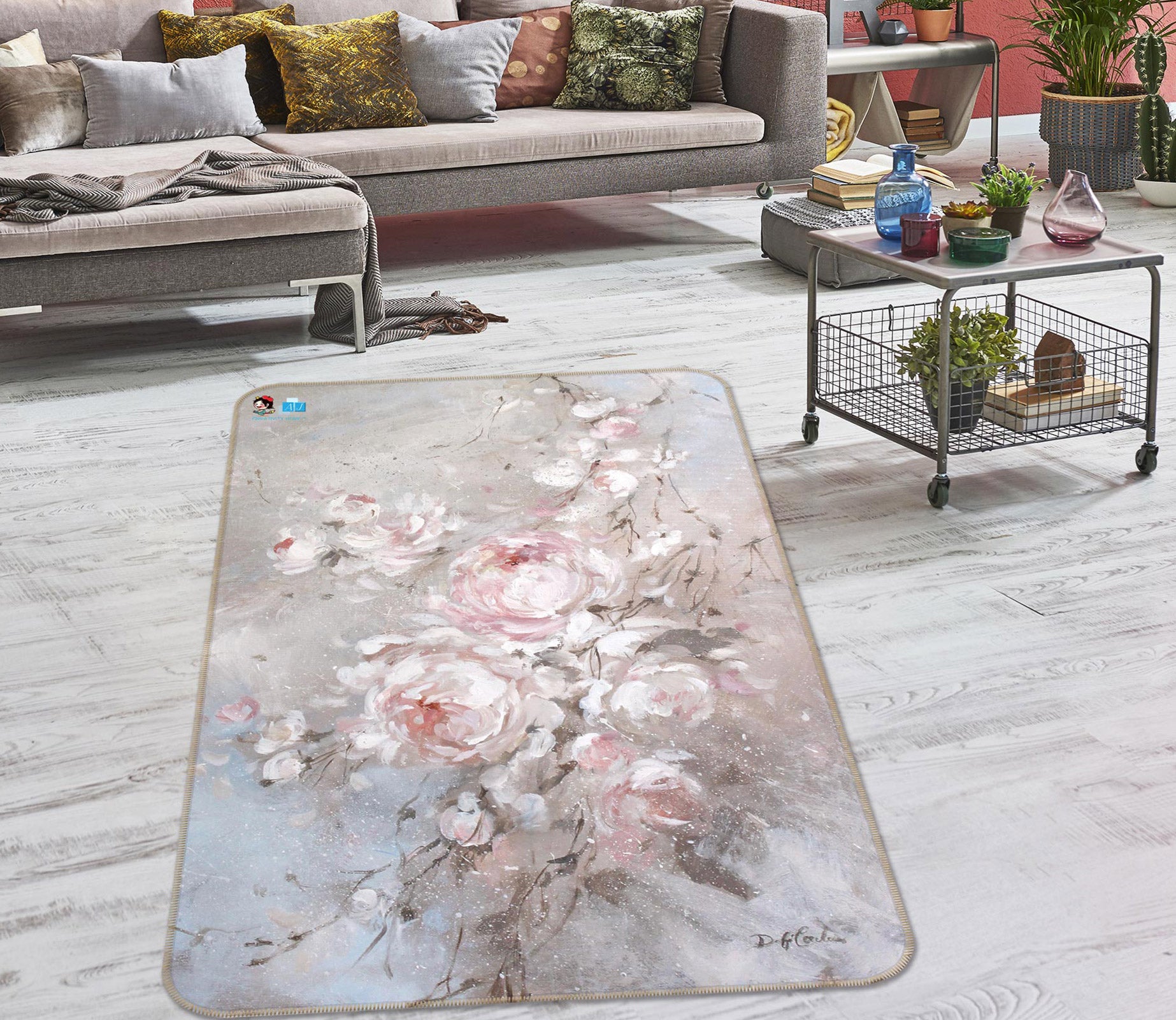 3D Flower Branch 1037 Debi Coules Rug Non Slip Rug Mat