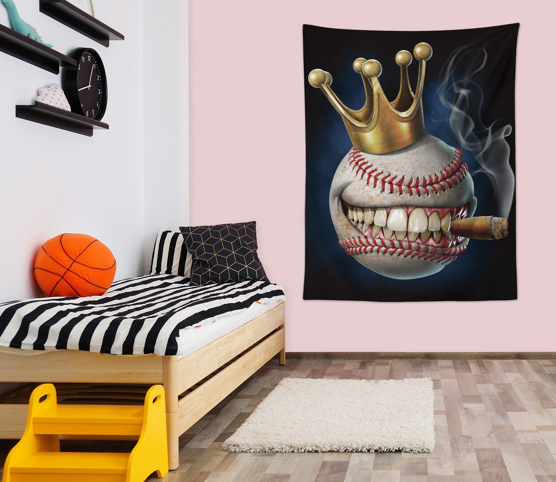 3D Crown Baseball 121150 Tom Wood Tapestry Hanging Cloth Hang