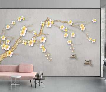 3D Yellow Plum WC1105 Wall Murals