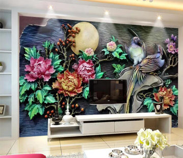 3D Parrot Flower Fruit WC1034 Wall Murals