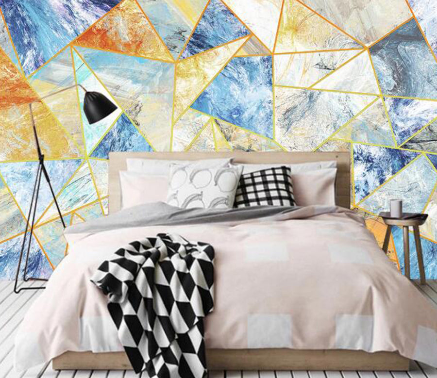 3D Blue Triangle WC1205 Wall Murals