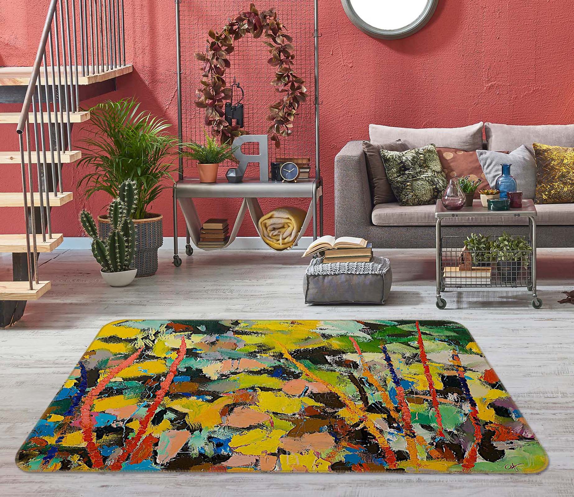 3D Color Graffiti 1022 Allan P. Friedlander Rug Non Slip Rug Mat