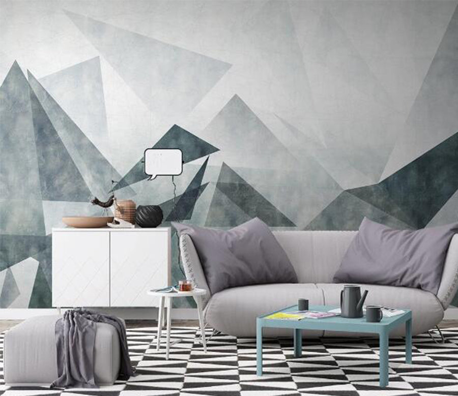 3D Green Triangle WC1255 Wall Murals