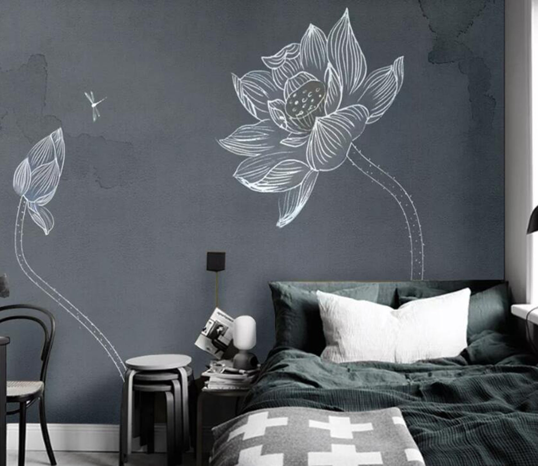 3D Lotus Line WC94 Wall Murals Wallpaper AJ Wallpaper 2 