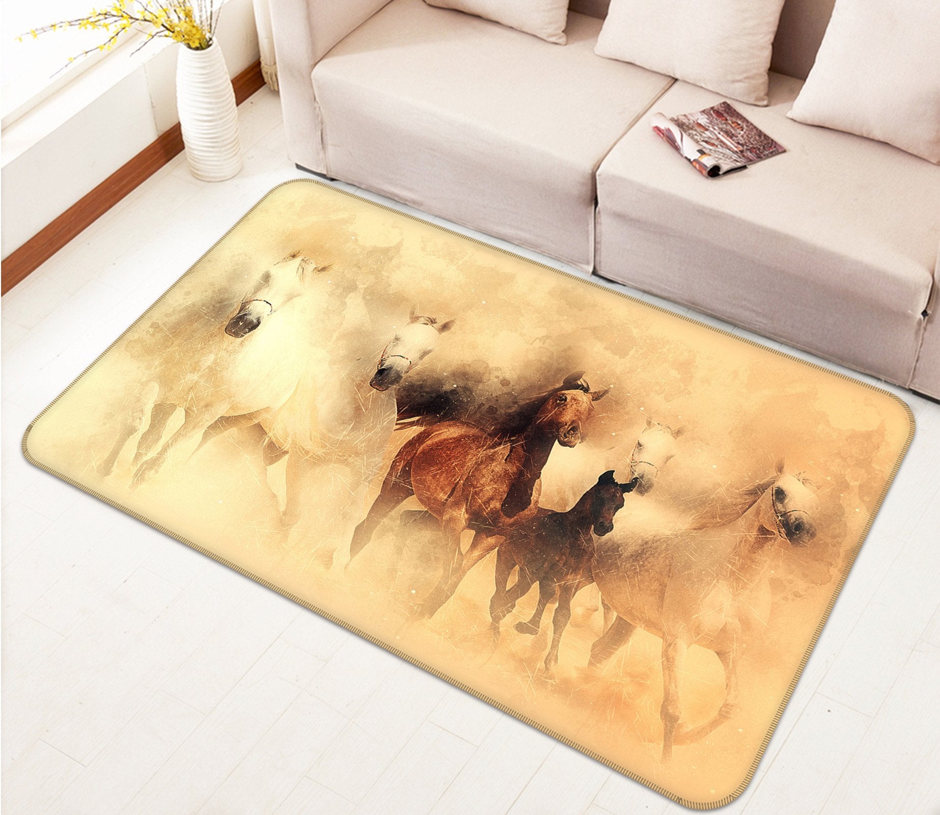 3D Horse Running 600 Animal Non Slip Rug Mat Mat AJ Creativity Home 