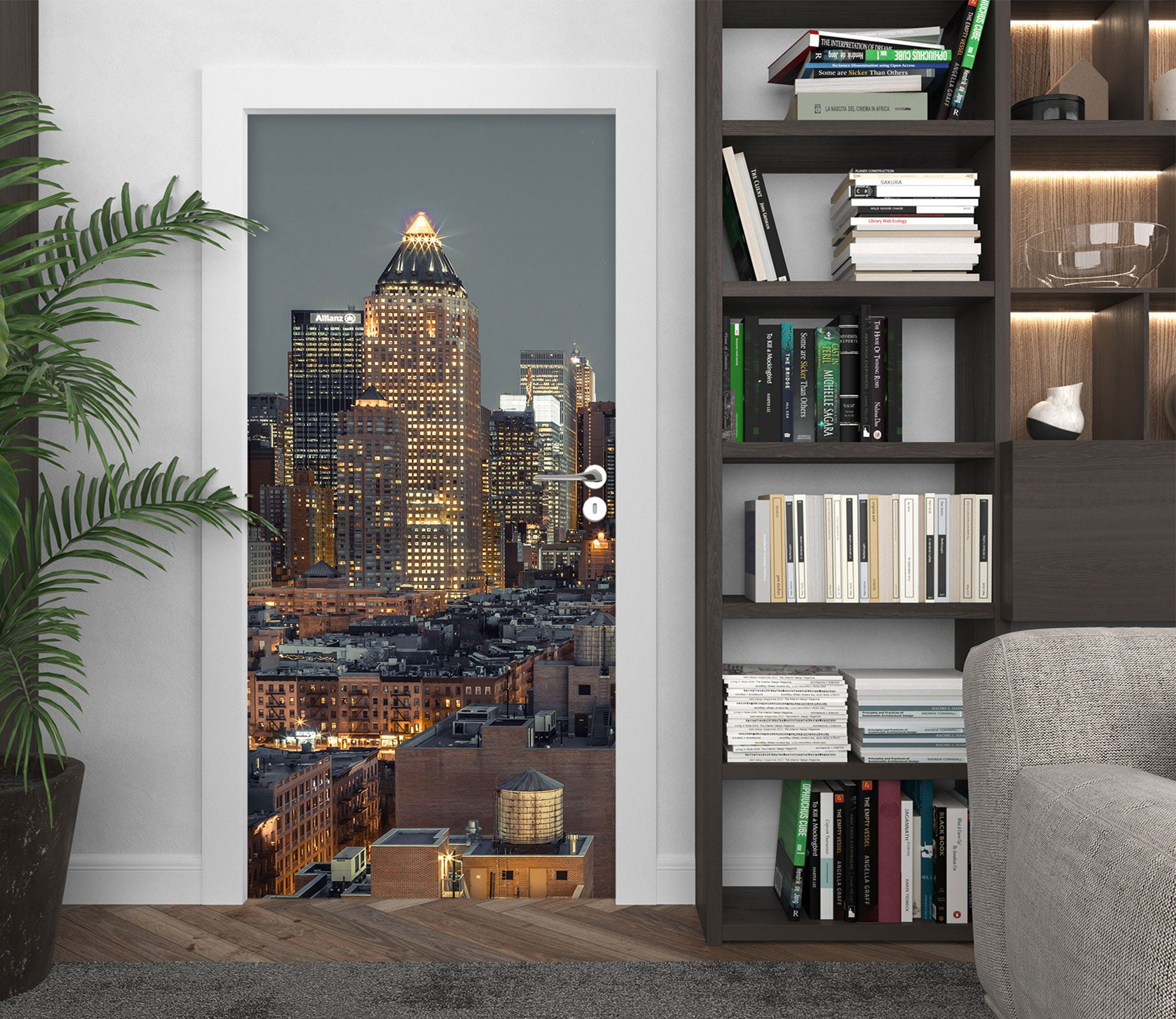 3D Night Building 10629 Assaf Frank Door Mural