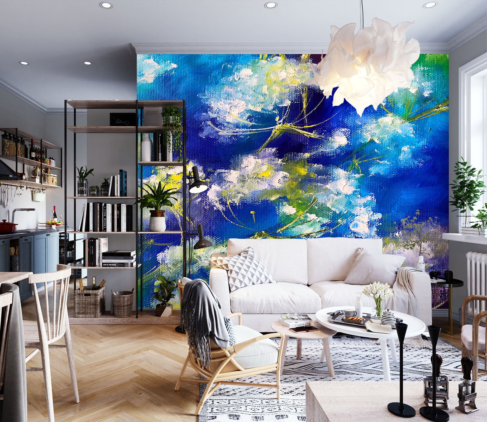 3D Blue Painted Flower 252 Skromova Marina Wall Mural Wall Murals