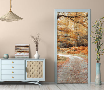 3D Autumn Path Trees 10210 Assaf Frank Door Mural