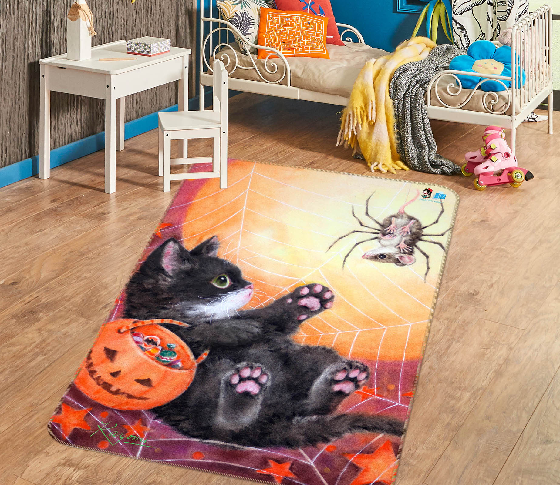 3D Halloween Black Cat 5770 Kayomi Harai Rug Non Slip Rug Mat