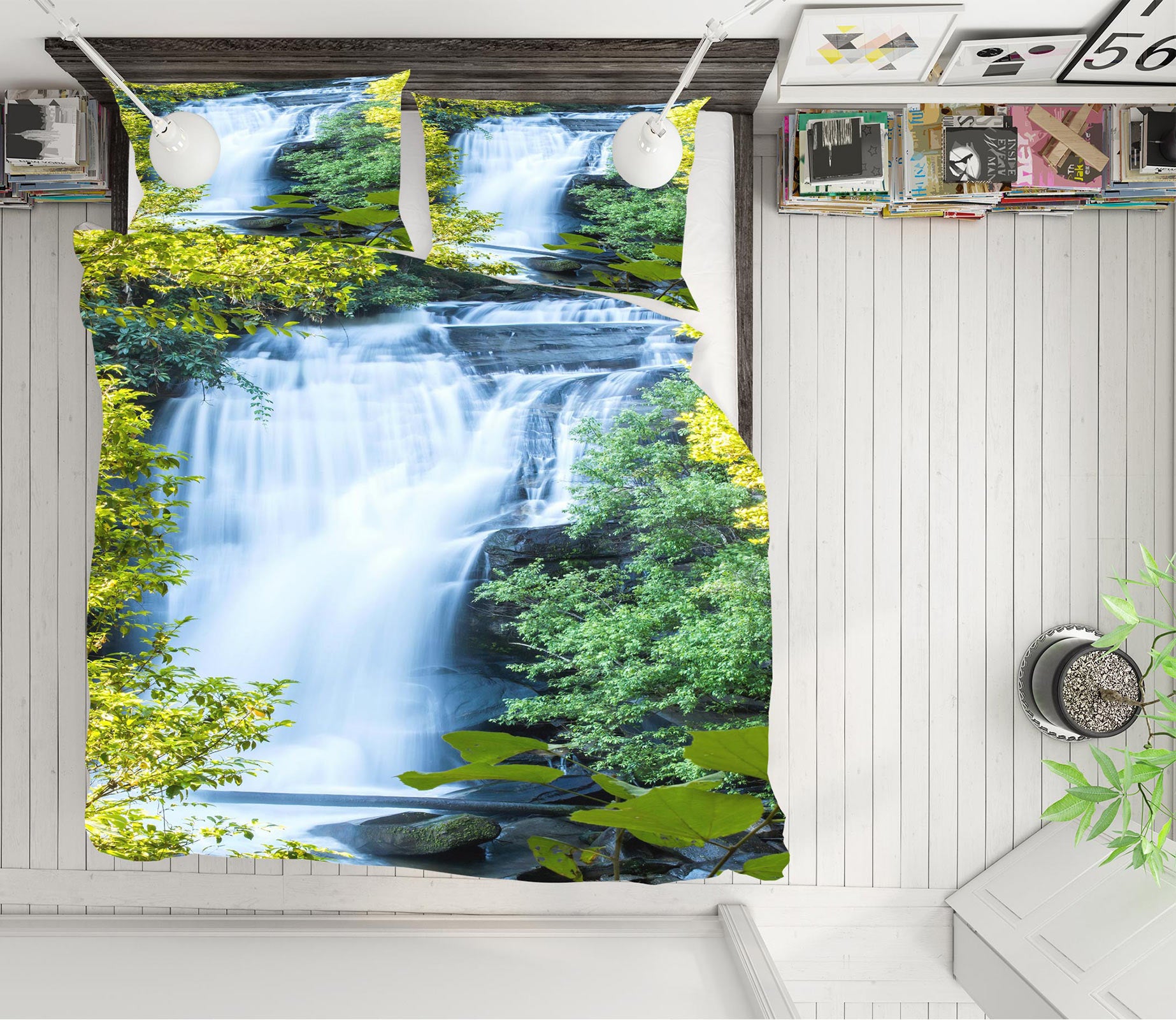 3D Waterfall 67113 Bed Pillowcases Quilt