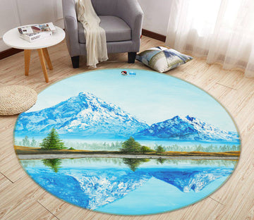 3D Snow Mountain Lake 18146 Marina Zotova Rug Round Non Slip Rug Mat