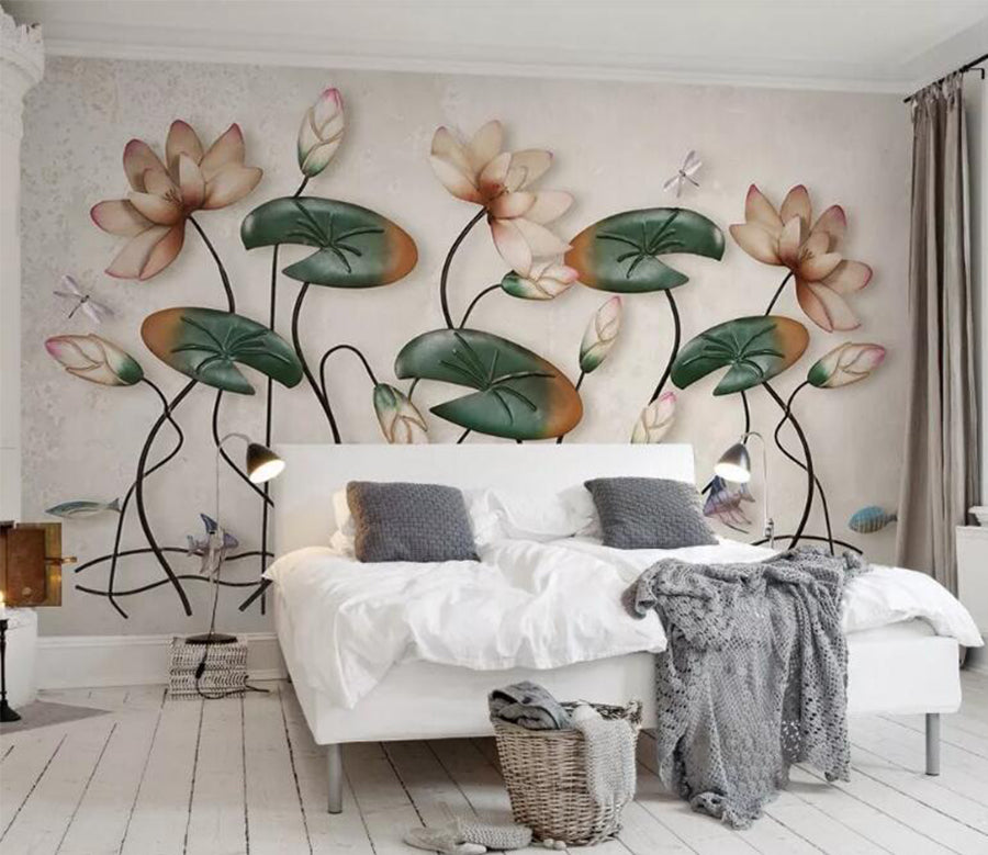 3D Lotus Flower WC093 Wall Murals