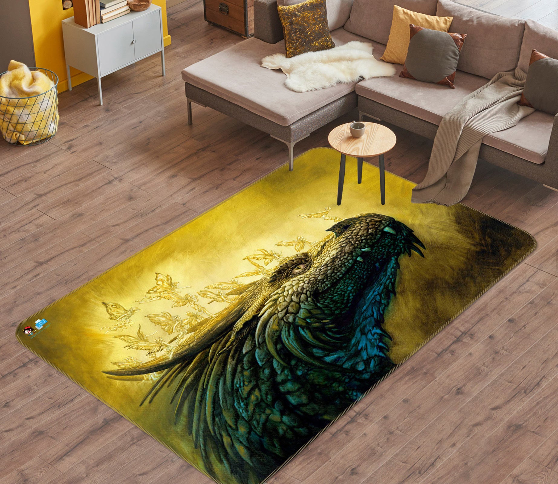 3D Dragon Head 5164 Ciruelo Rug Non Slip Rug Mat