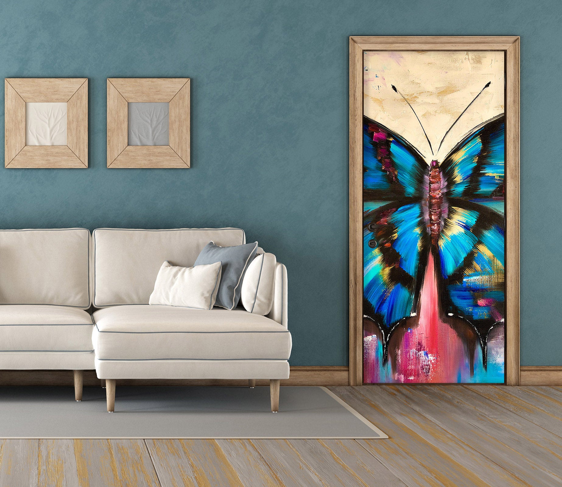 3D Blue Butterfly 3307 Skromova Marina Door Mural