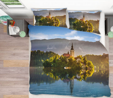 3D Bled Lake 013 Marco Carmassi Bedding Bed Pillowcases Quilt