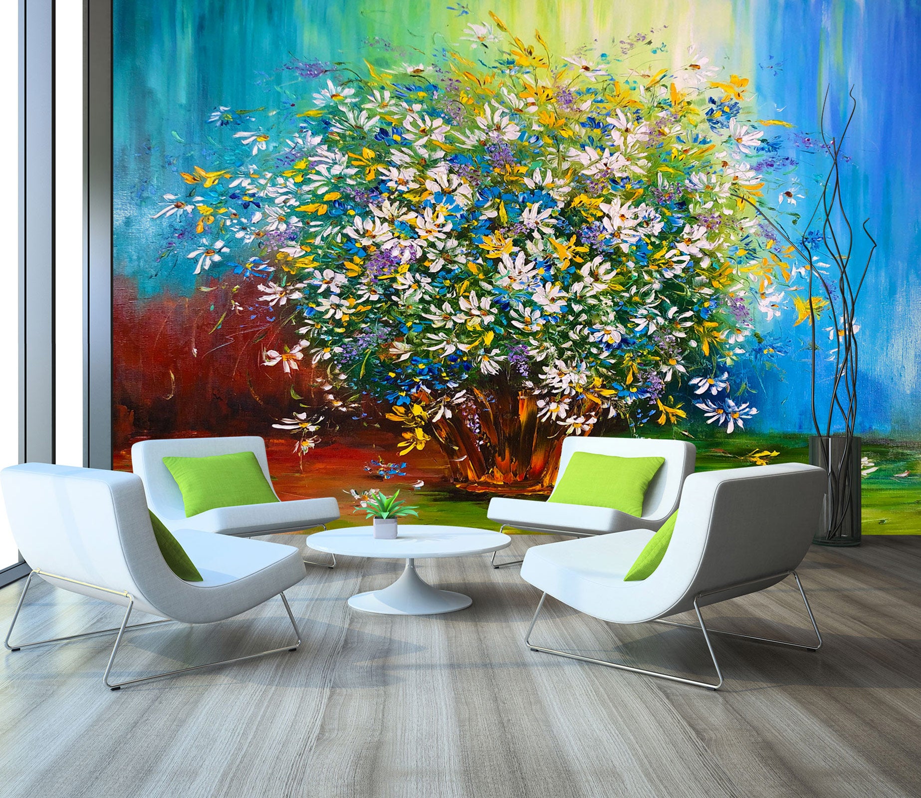 3D Daisy Pot 115 Skromova Marina Wall Mural Wall Murals