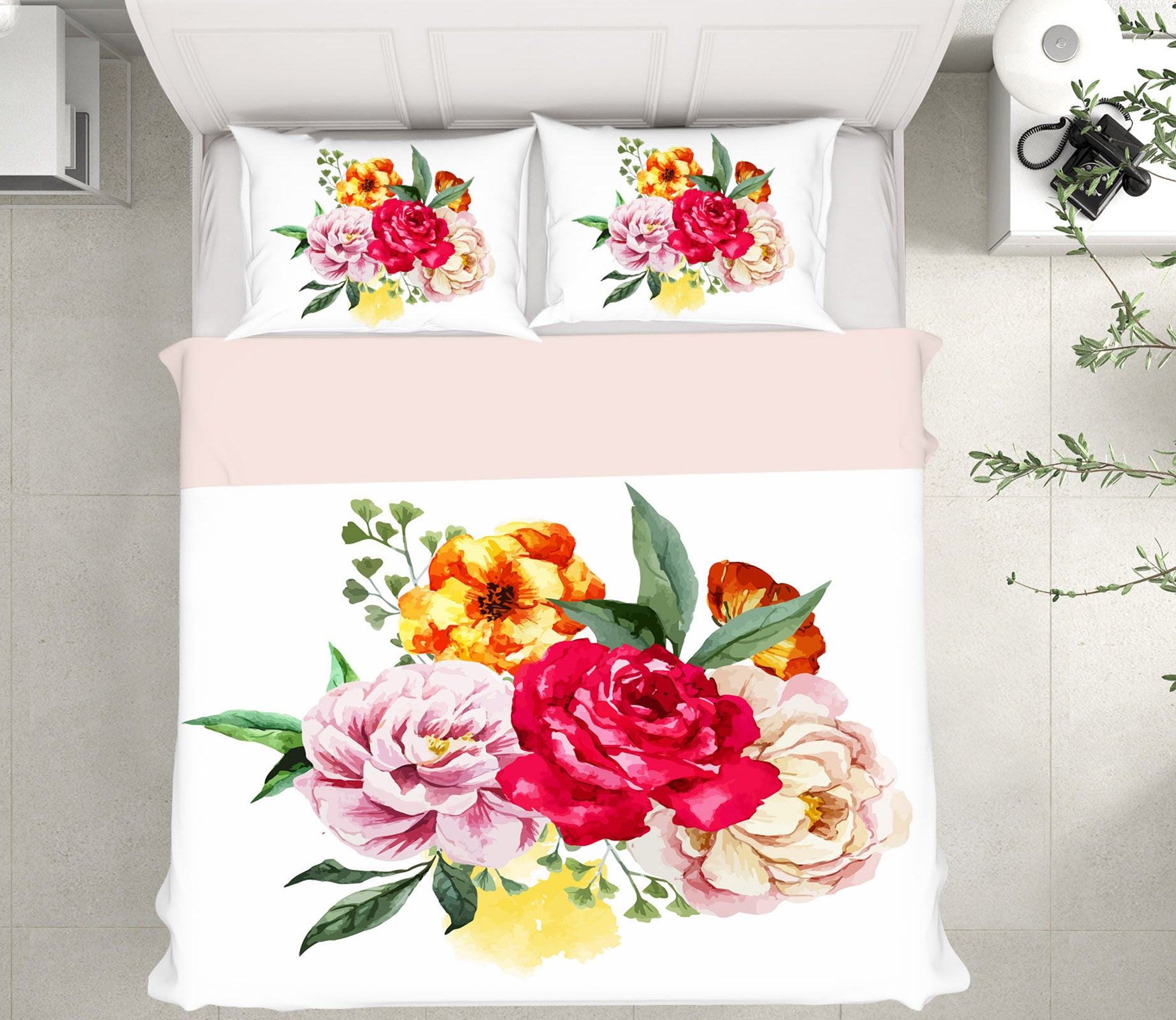 3D Bouquet 63210 Bed Pillowcases Quilt