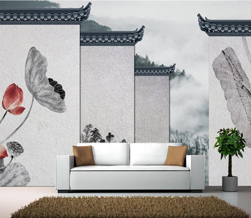 3D Lotus Leaf Wall WC686 Wall Murals