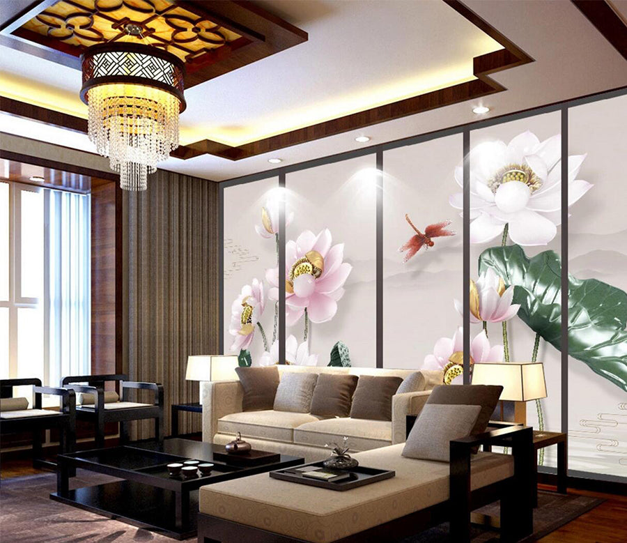 3D Lotus Blossoms WC1080 Wall Murals