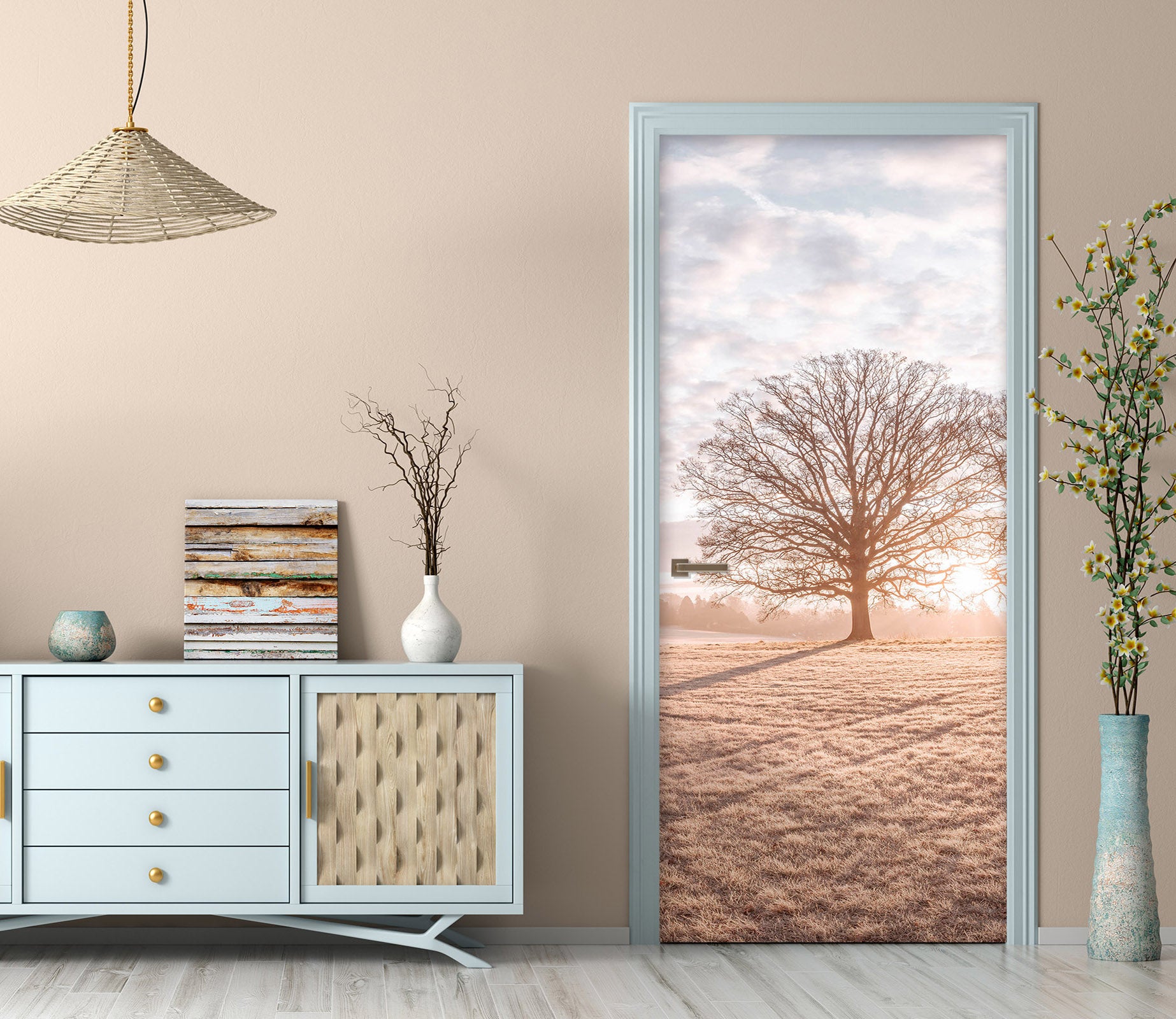 3D Sunshine Trees Lawn 10237 Assaf Frank Door Mural