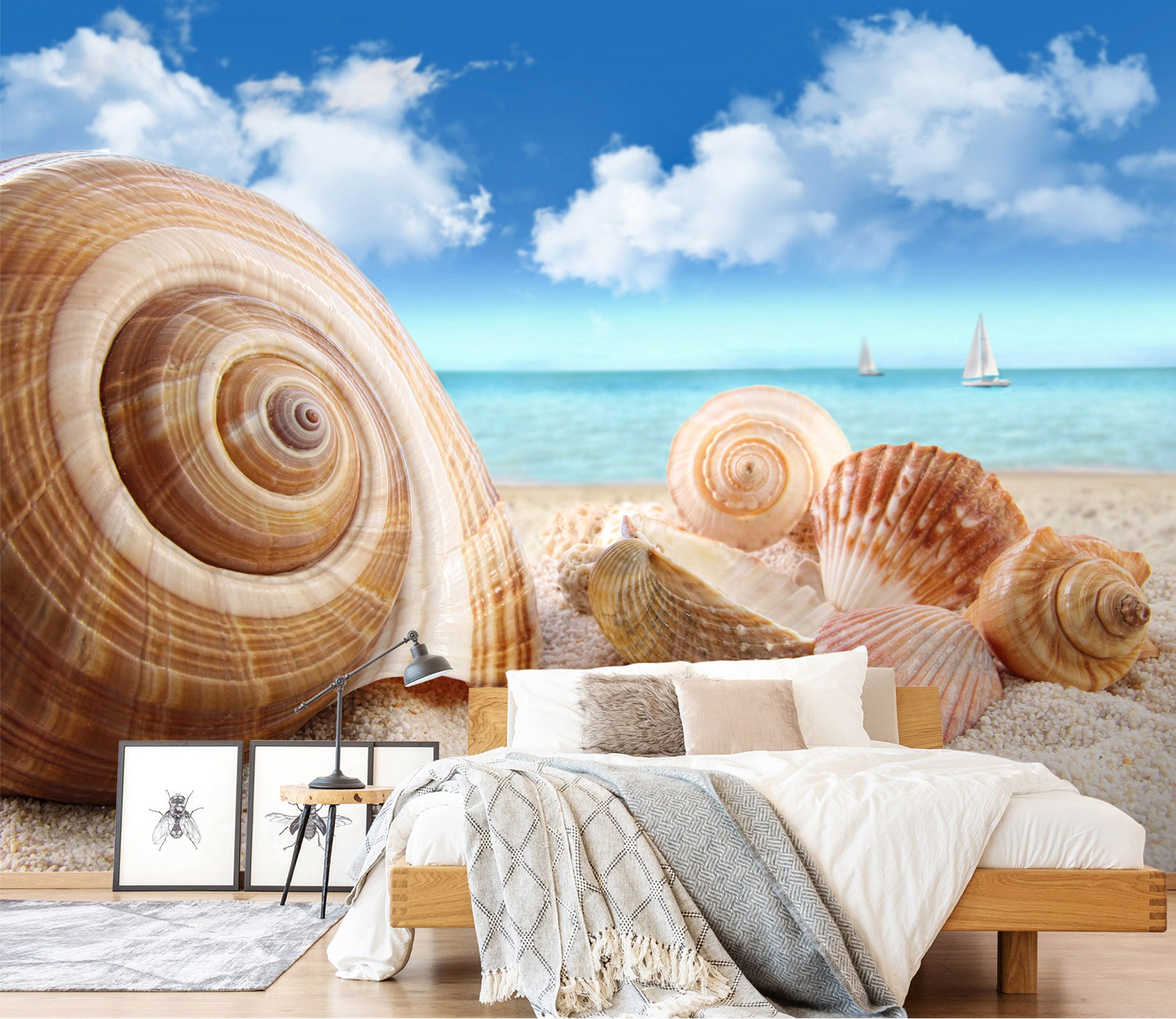 3D Beach Conch 387 Wall Murals