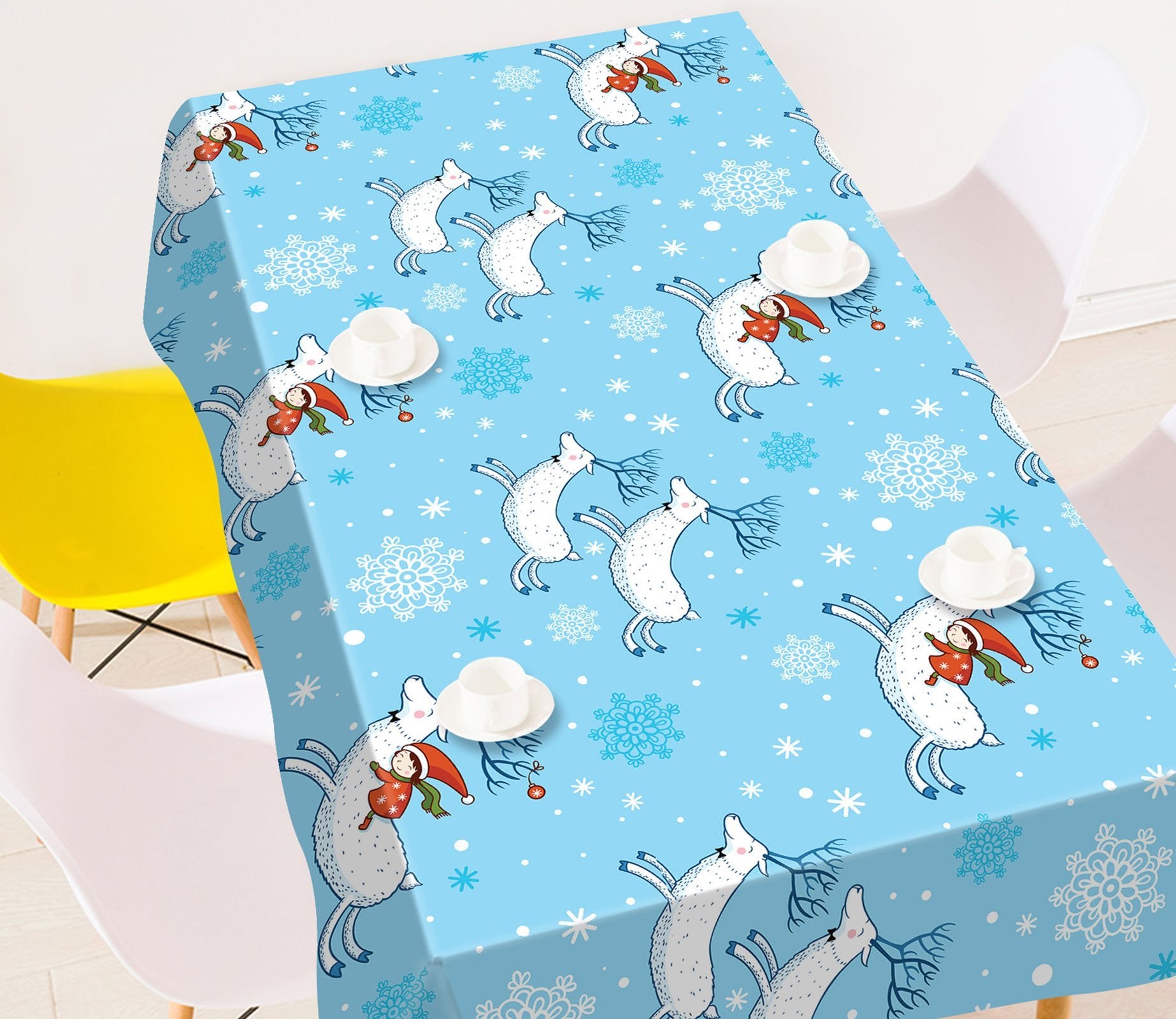 3D Cartoon White Deer 55 Tablecloths Tablecloths AJ Creativity Home 