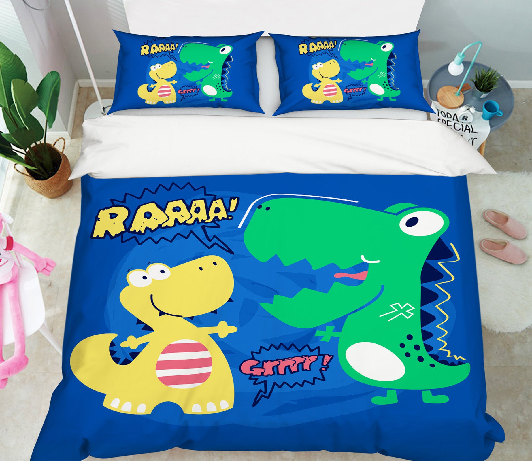 3D Cartoon Dinosaur 67003 Bed Pillowcases Quilt