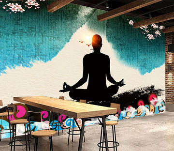 3D Man Meditating WG081 Wall Murals