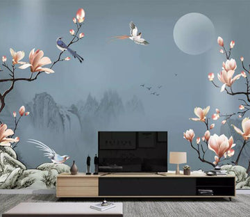 3D Stone Flower Bird WC2327 Wall Murals