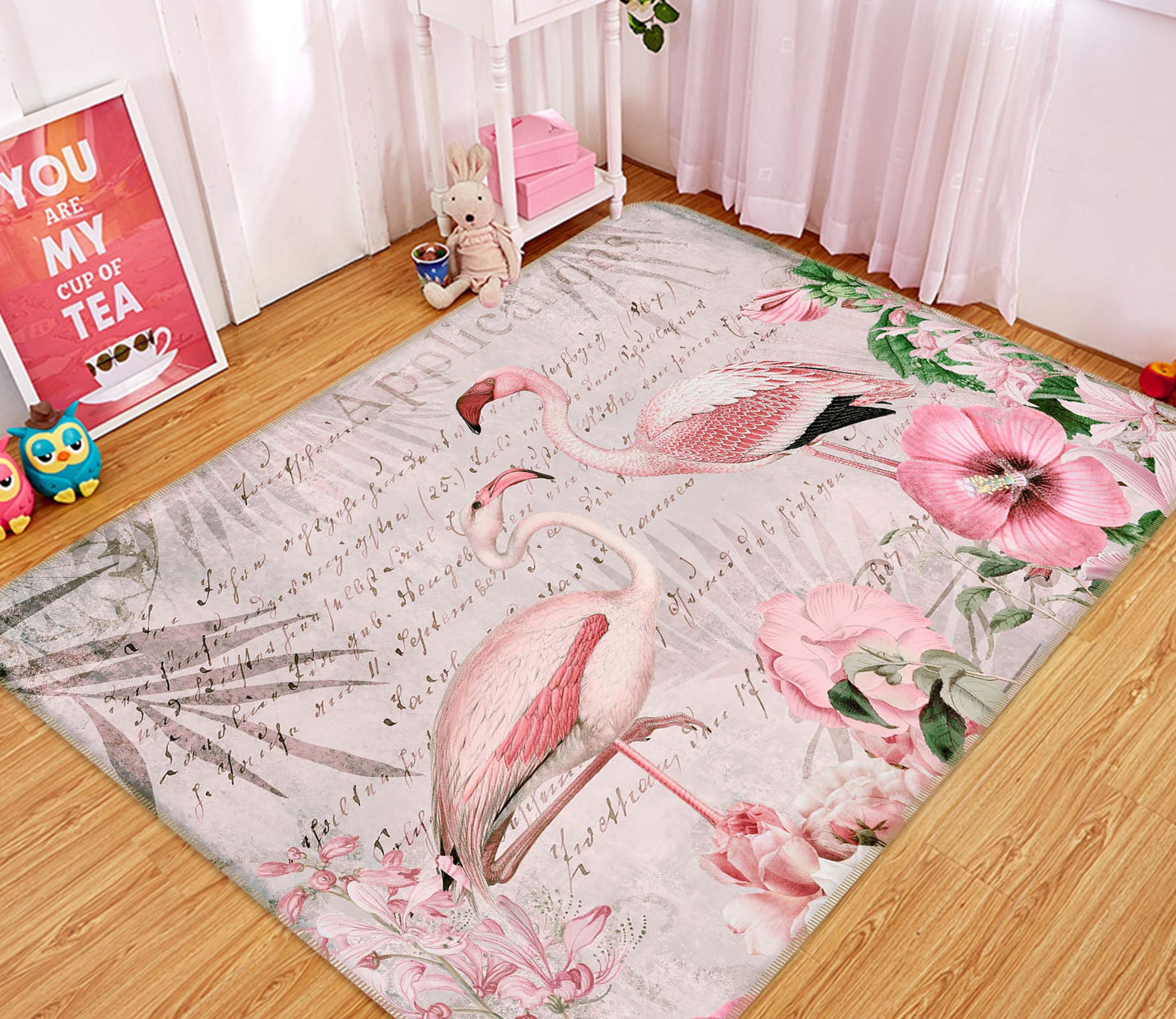 3D Pink Flamingo 1015 Andrea haase Rug Non Slip Rug Mat