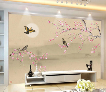 3D Moon Red Plum WC1232 Wall Murals