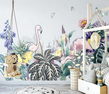 3D Flamingo Plant WC05 Wall Murals Wallpaper AJ Wallpaper 2 