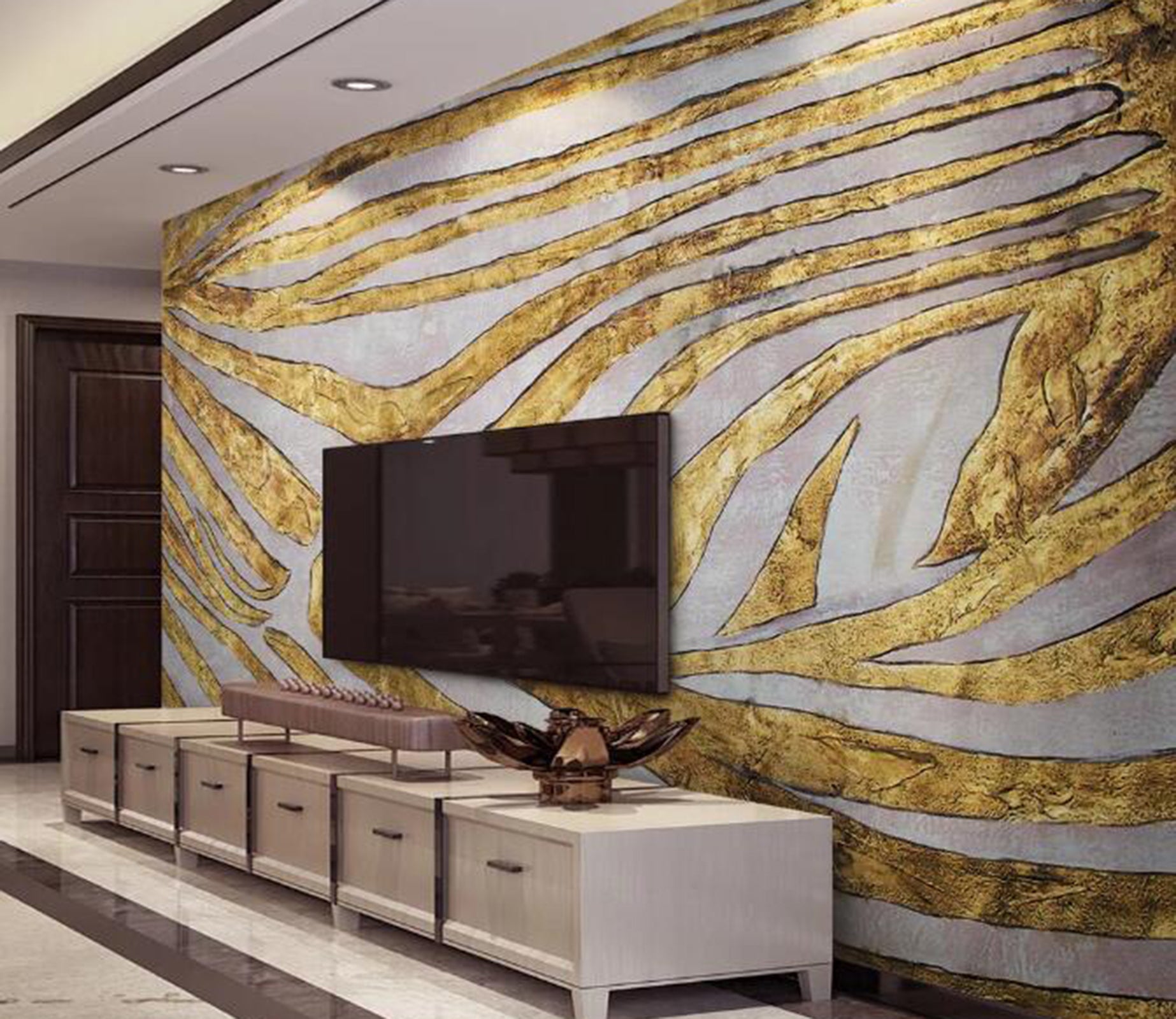 3D Golden Stripes WG57 Wall Murals Wallpaper AJ Wallpaper 2 