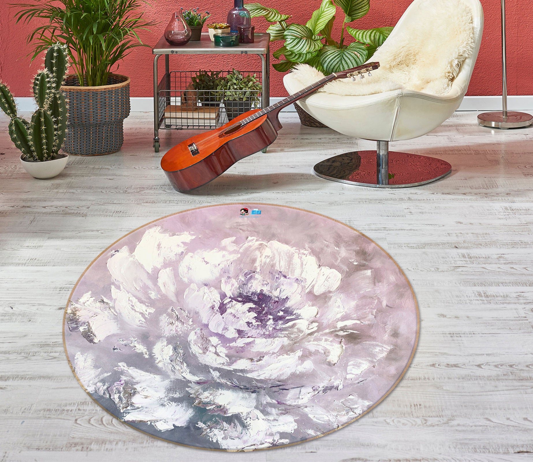 3D Watercolor Flowers 758 Skromova Marina Rug Round Non Slip Rug Mat