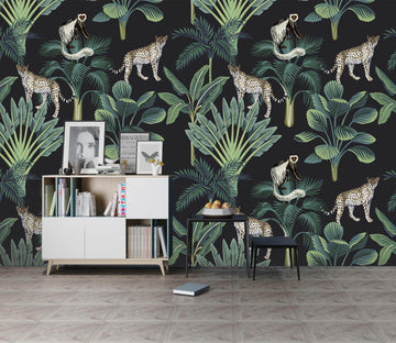 3D Leopard Dish Plant Wall 231 Wallpaper AJ Wallpaper 2 