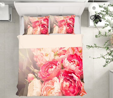 3D Pink Flowers 67119 Bed Pillowcases Quilt