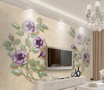 3D Purple Flower WC260 Wall Murals