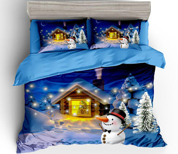 3D Snowman Lgloo 32146 Christmas Quilt Duvet Cover Xmas Bed Pillowcases