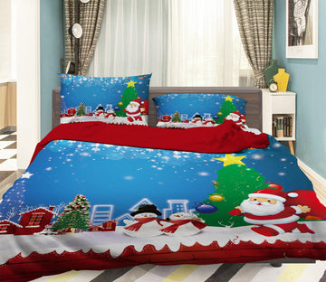 3D Snowman Santa Claus 31099 Christmas Quilt Duvet Cover Xmas Bed Pillowcases