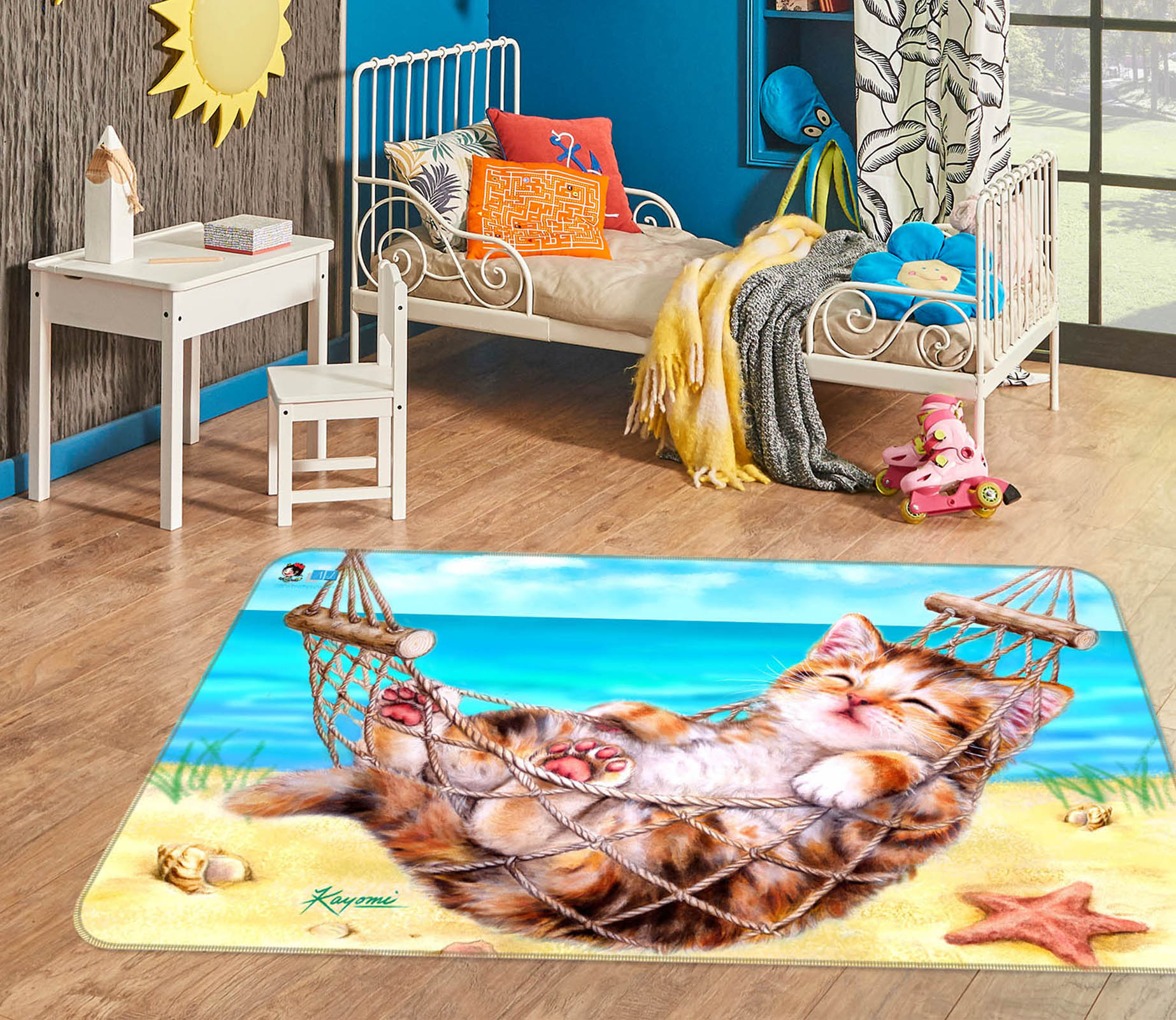 3D Beach Cat 5608 Kayomi Harai Rug Non Slip Rug Mat