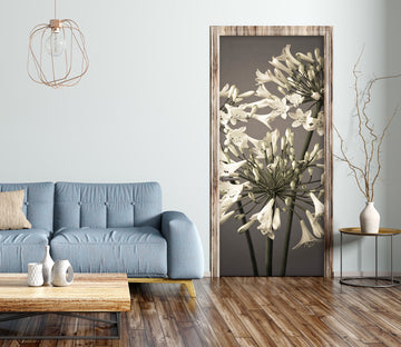 3D Grey Flowers 10663 Assaf Frank Door Mural