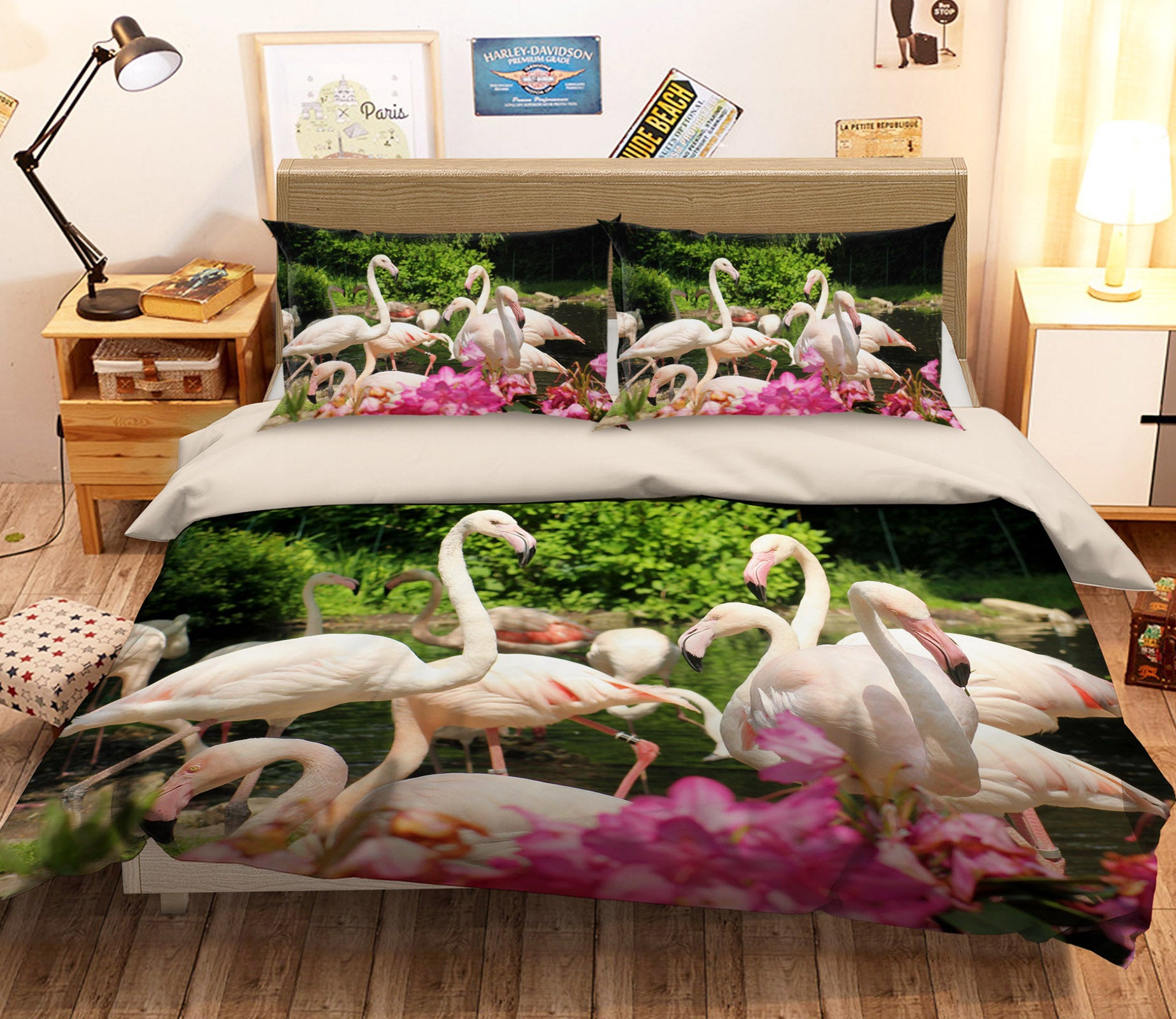 3D Flower Flamingo 054 Bed Pillowcases Quilt