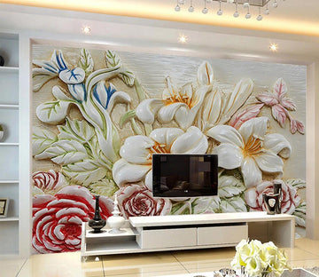 3D Carved Roses WC721 Wall Murals