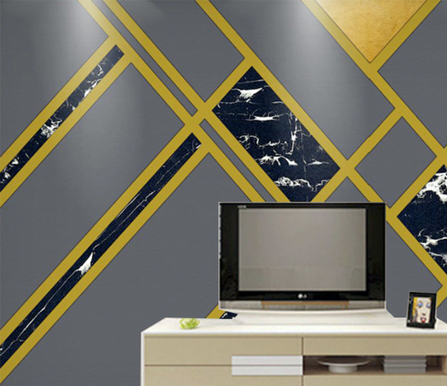 3D Golden Lines WG324 Wall Murals