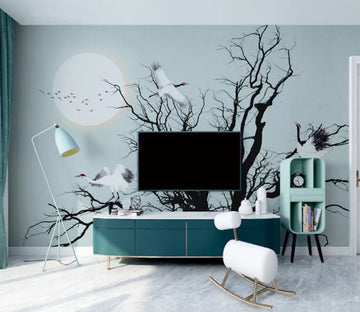 3D Moon Black Tree WC2202 Wall Murals