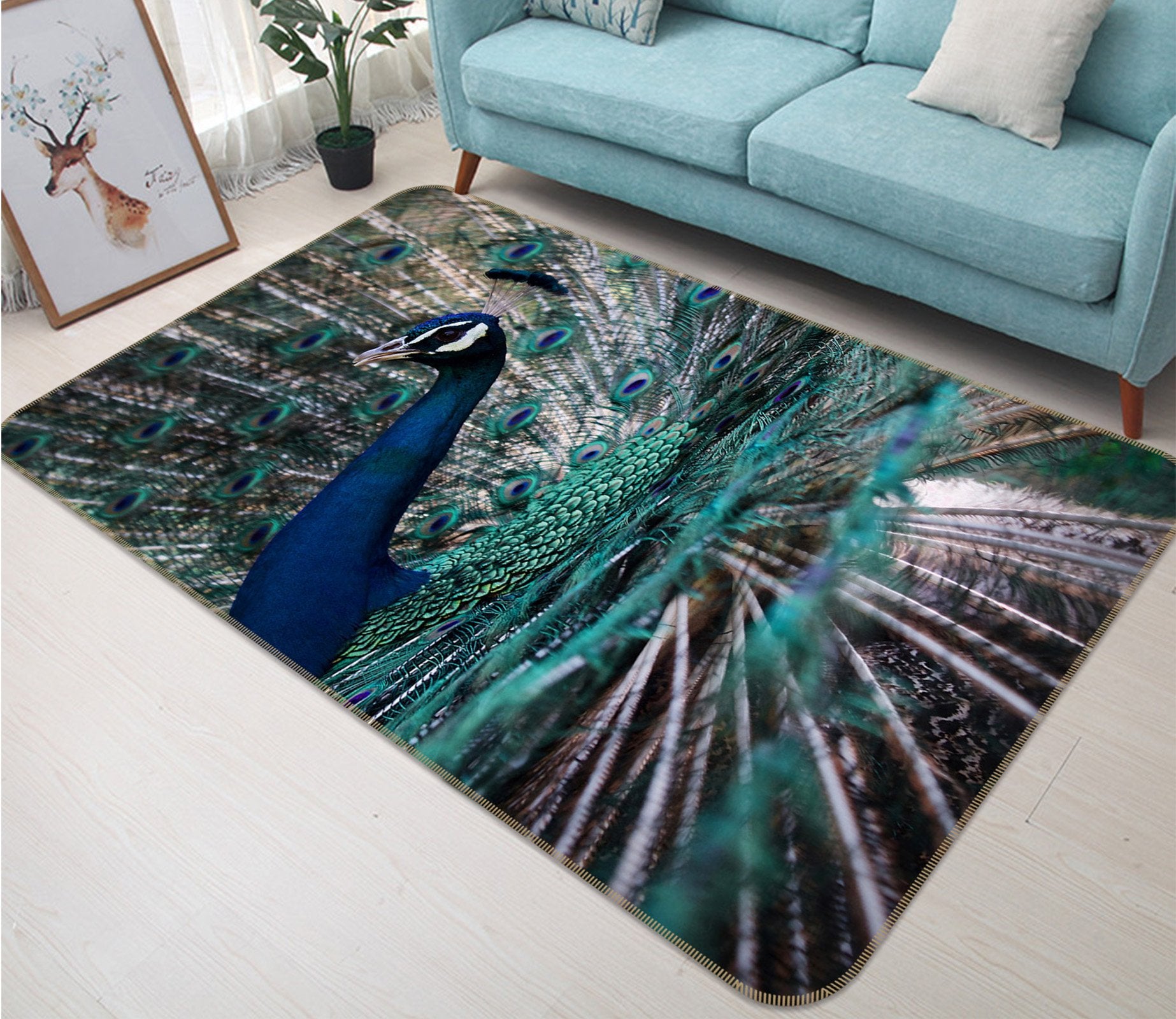 3D Peacock 618 Animal Non Slip Rug Mat Mat AJ Creativity Home 