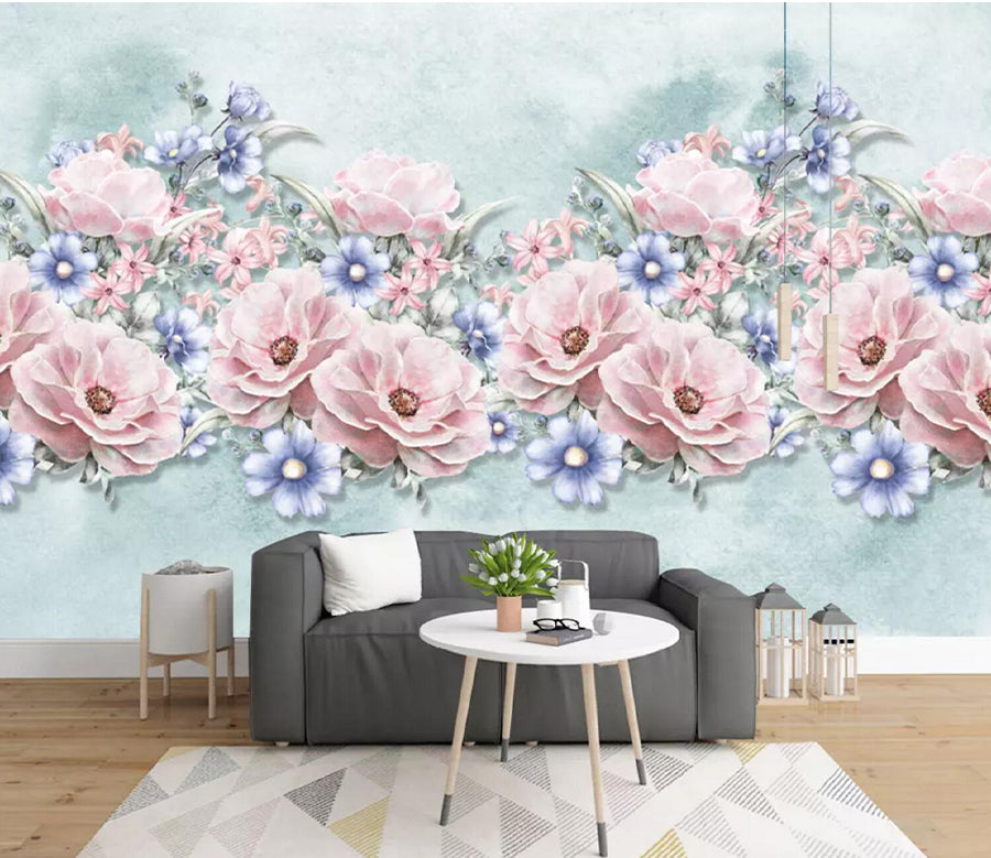 3D Red Flowers WC737 Wall Murals