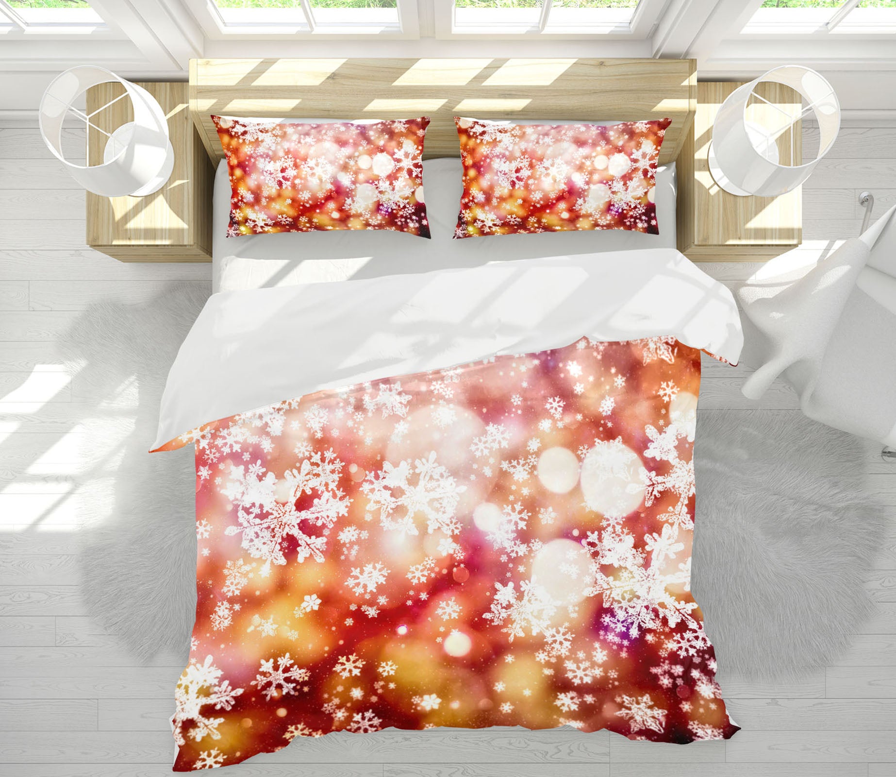 3D Snowflake 53029 Christmas Quilt Duvet Cover Xmas Bed Pillowcases