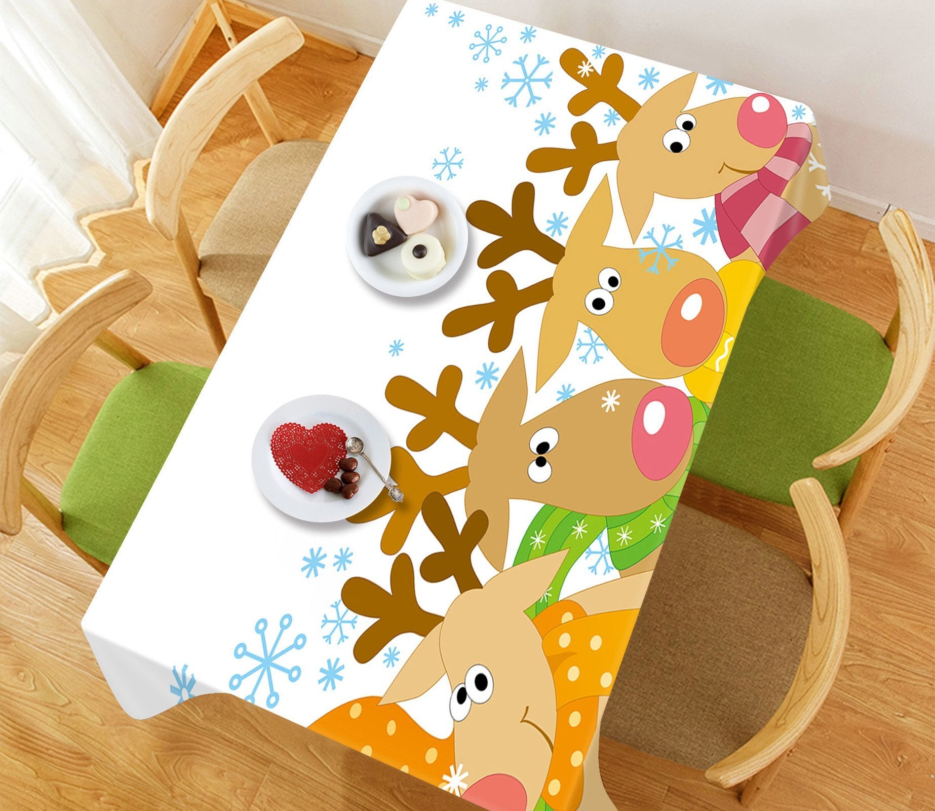 3D Cartoon Deer Herd 10 Tablecloths Tablecloths AJ Creativity Home 